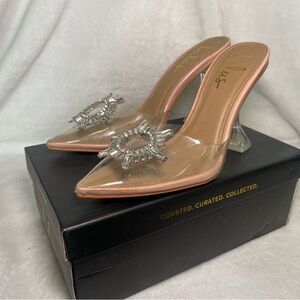 Lulu's Transparent Heels with Silver Embellishments